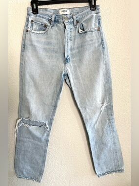 Agolde Riley Light Wash Relaxed Straight Jeans